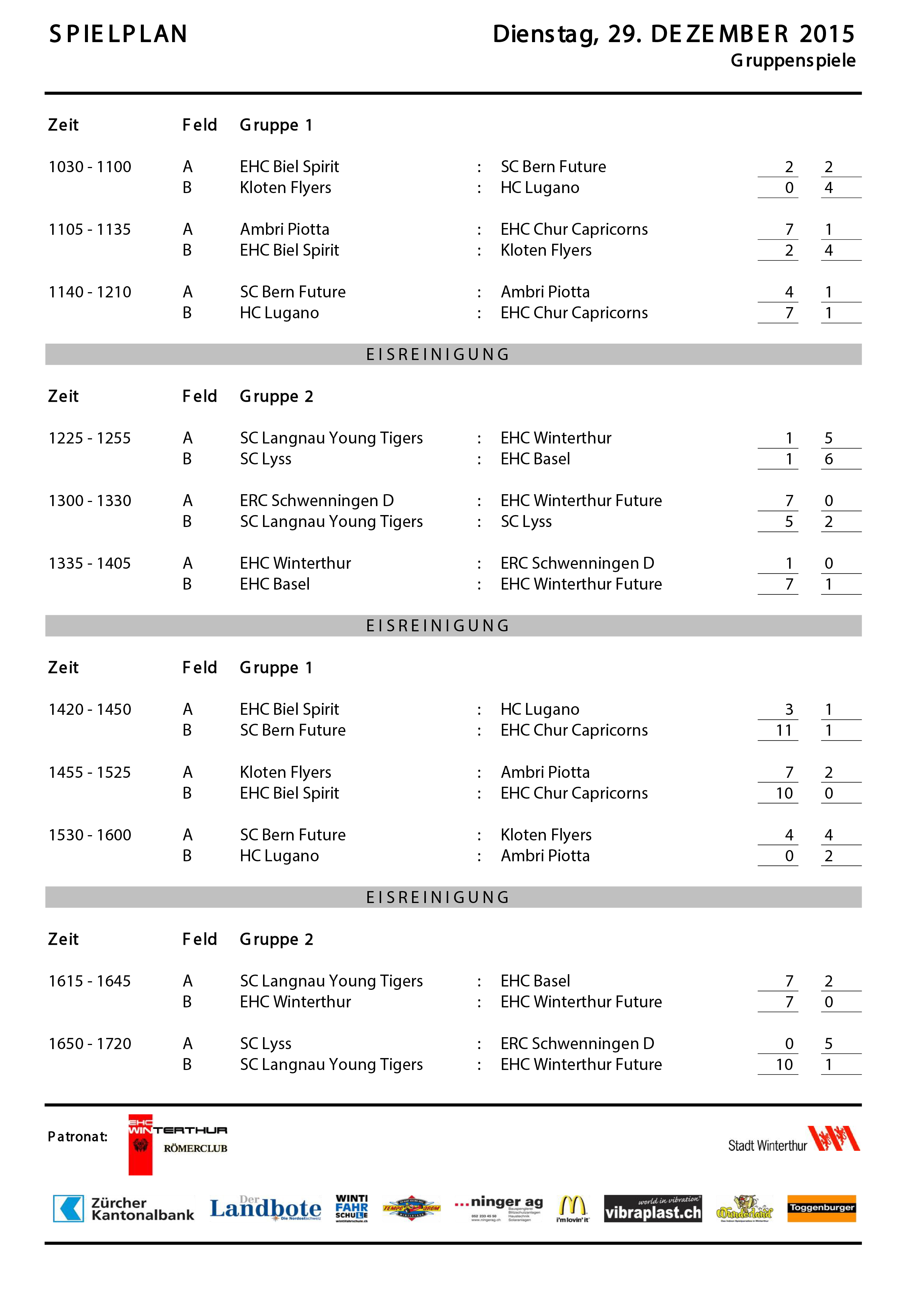 Spielplan 2015